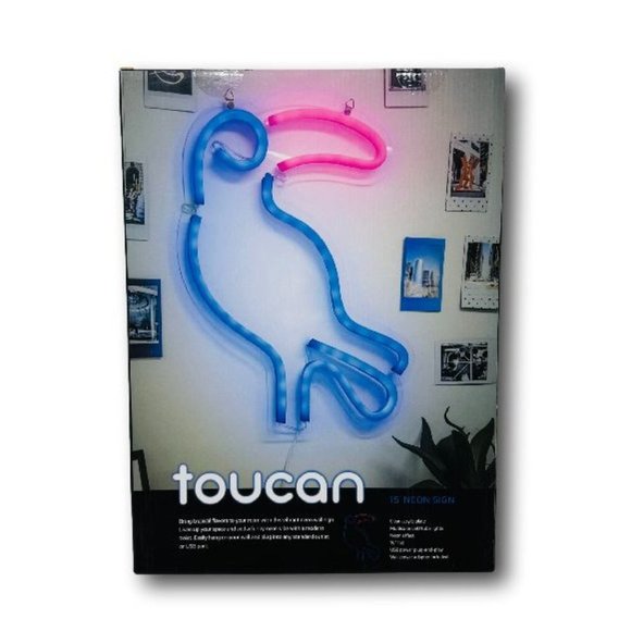 Toucan 15" Neon Wall Sign Tropical Bird Bar Man Cave - Picture 2 of 2